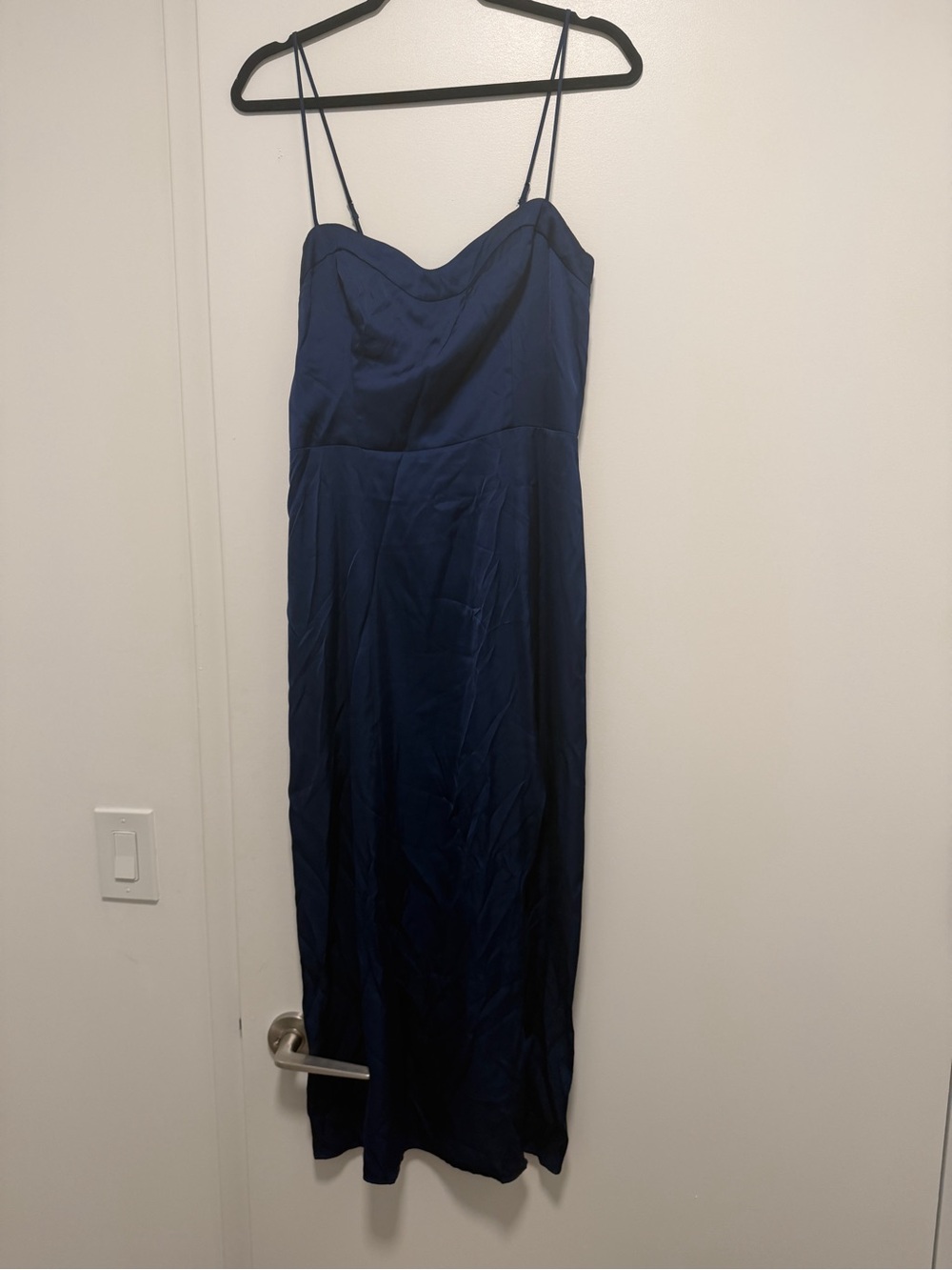 NWT Abercrombie & Fitch Navy Satin Spaghetti Strap Slip Dress